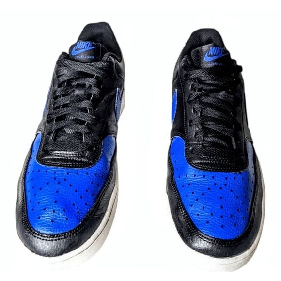 NIKE Court Vision Low "Black/Royal Blue' Sneakers Size 10 - Picture 4 of 9